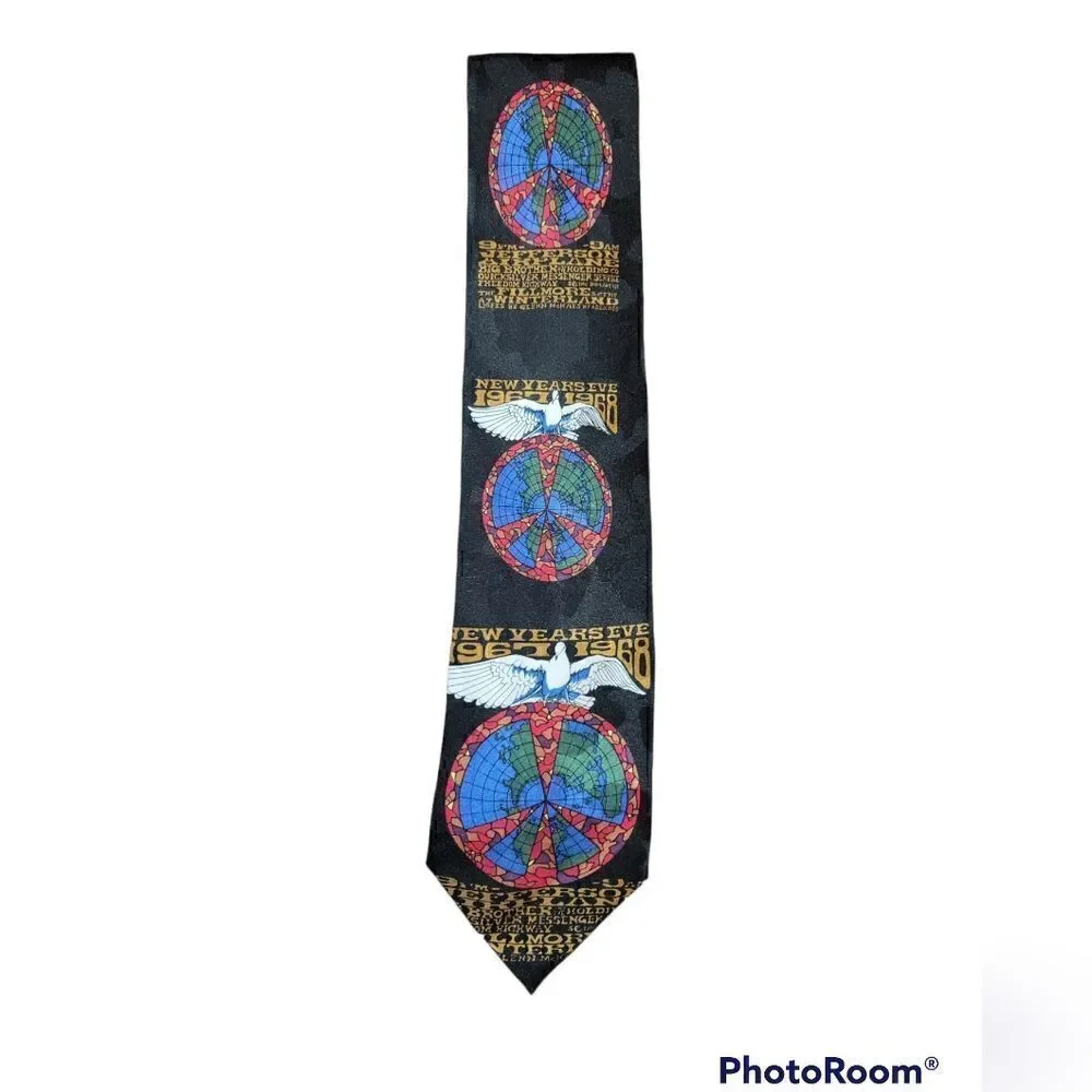 NWT Fillmore Poster Tie White Bird NYE '67-68 Bill Graham #100 100% Silk